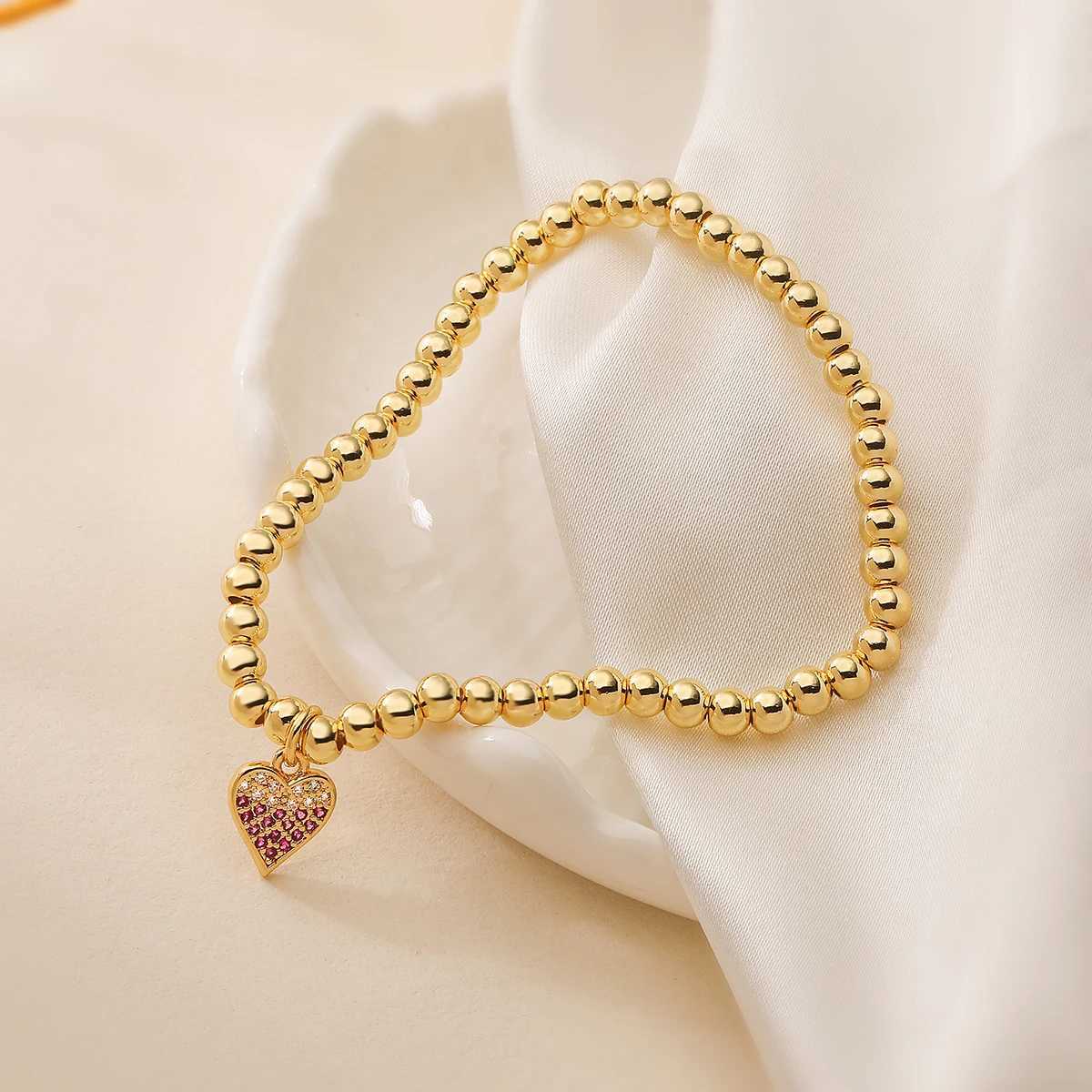 Non-Fading Gold Color Beads Chain Bracelets Moon Cute Charm Pearl Jewelry Fem X250625