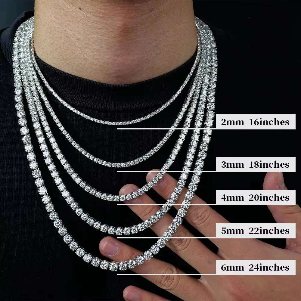 Wholesale Moissanite Round Necklace Best Sellers Fast Delivery S925 Silver Cuban Tennis Necklace Vvs Moissanite Men Women