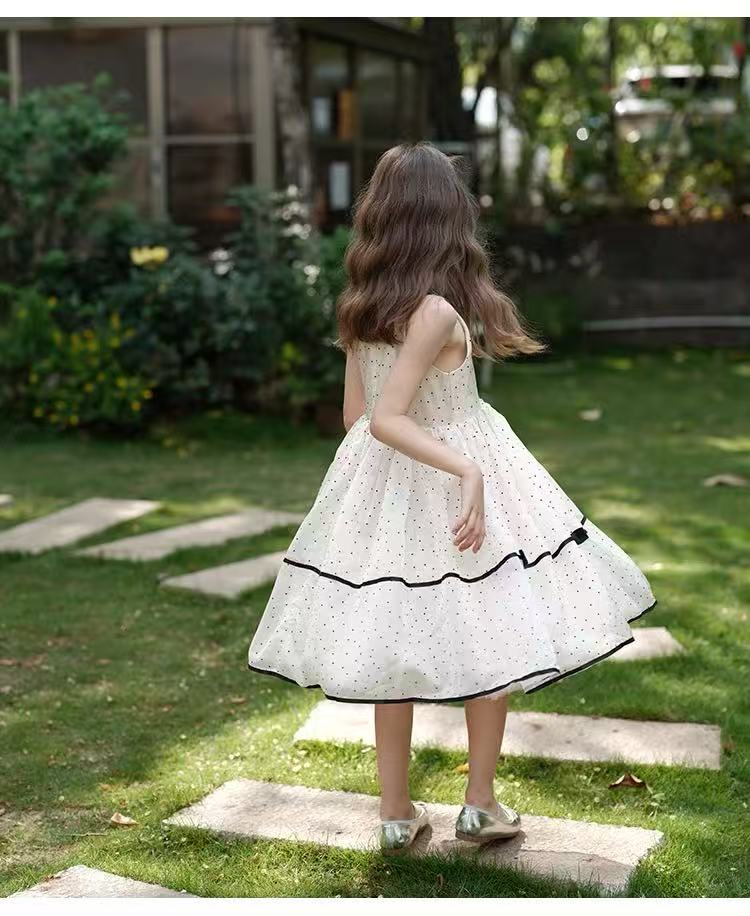 Girls' plush printed dress casual dress neck hanging dress birthday party dress