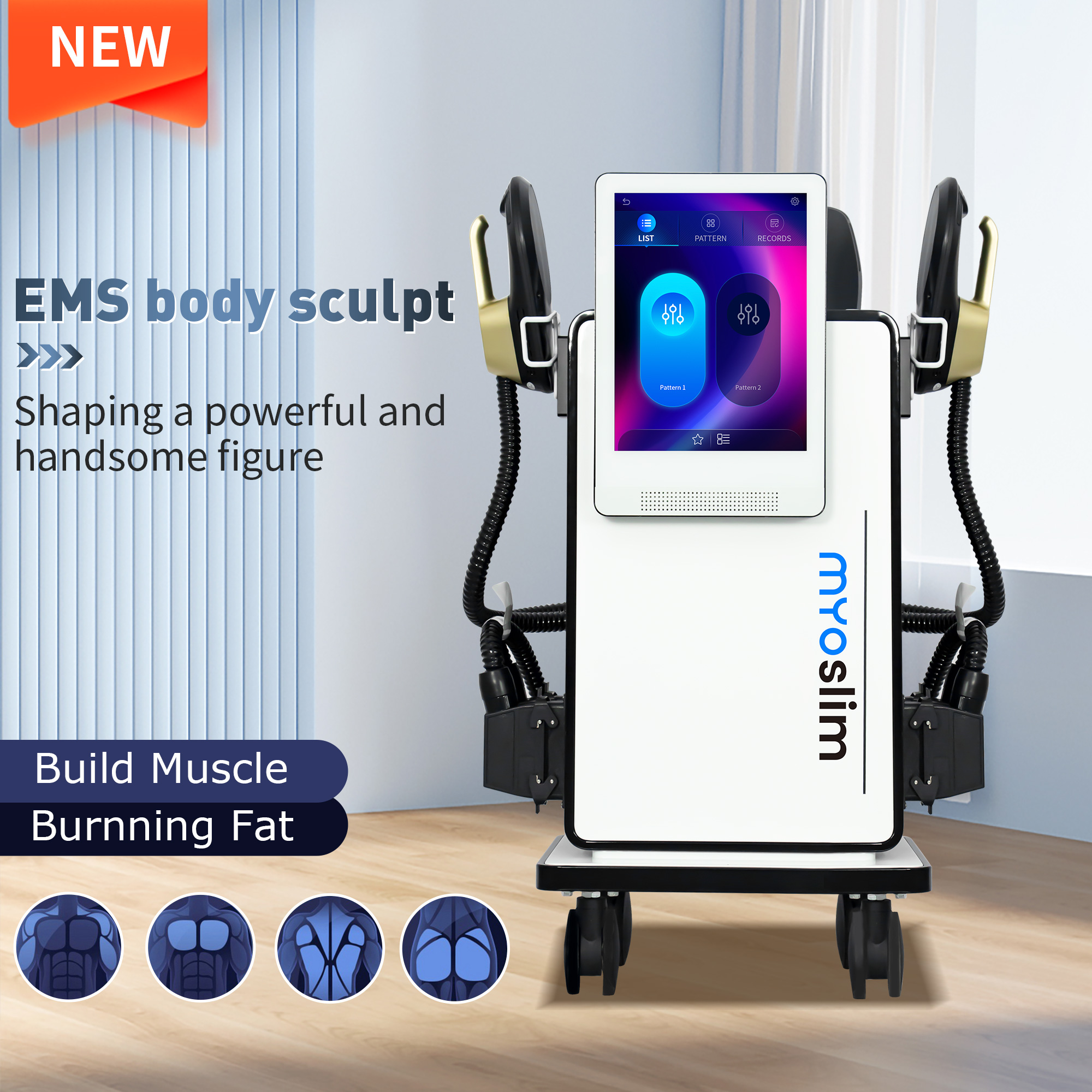 HI-EMT High Power RF 15T 200HZ Myoslim EMS Body Shaping Machine Muscle Growth Fat Burn High-Intensity Electromagnetic Stimulator
