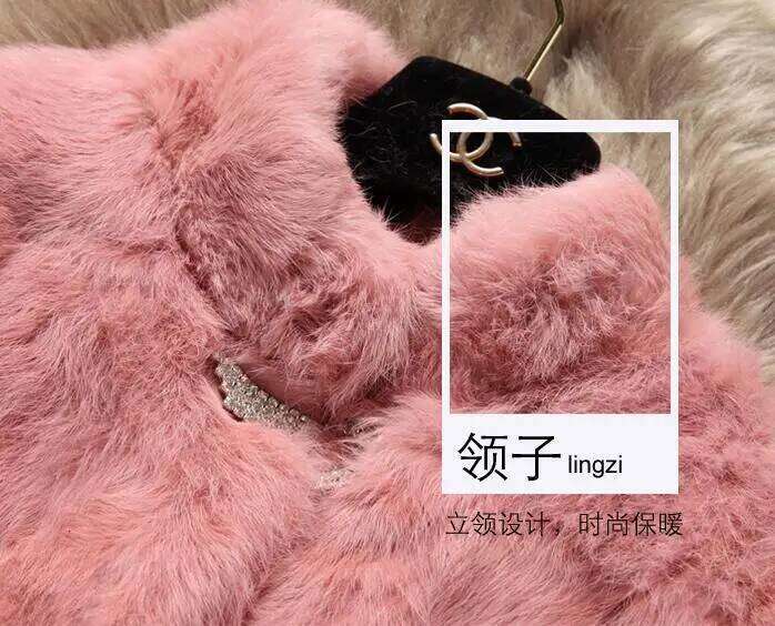Winter Shinny Decorate Full Pelt Real Rabbit Fur Coat Natural Drop Shipping Jacket Factory Customize Color Big Size Wsr194