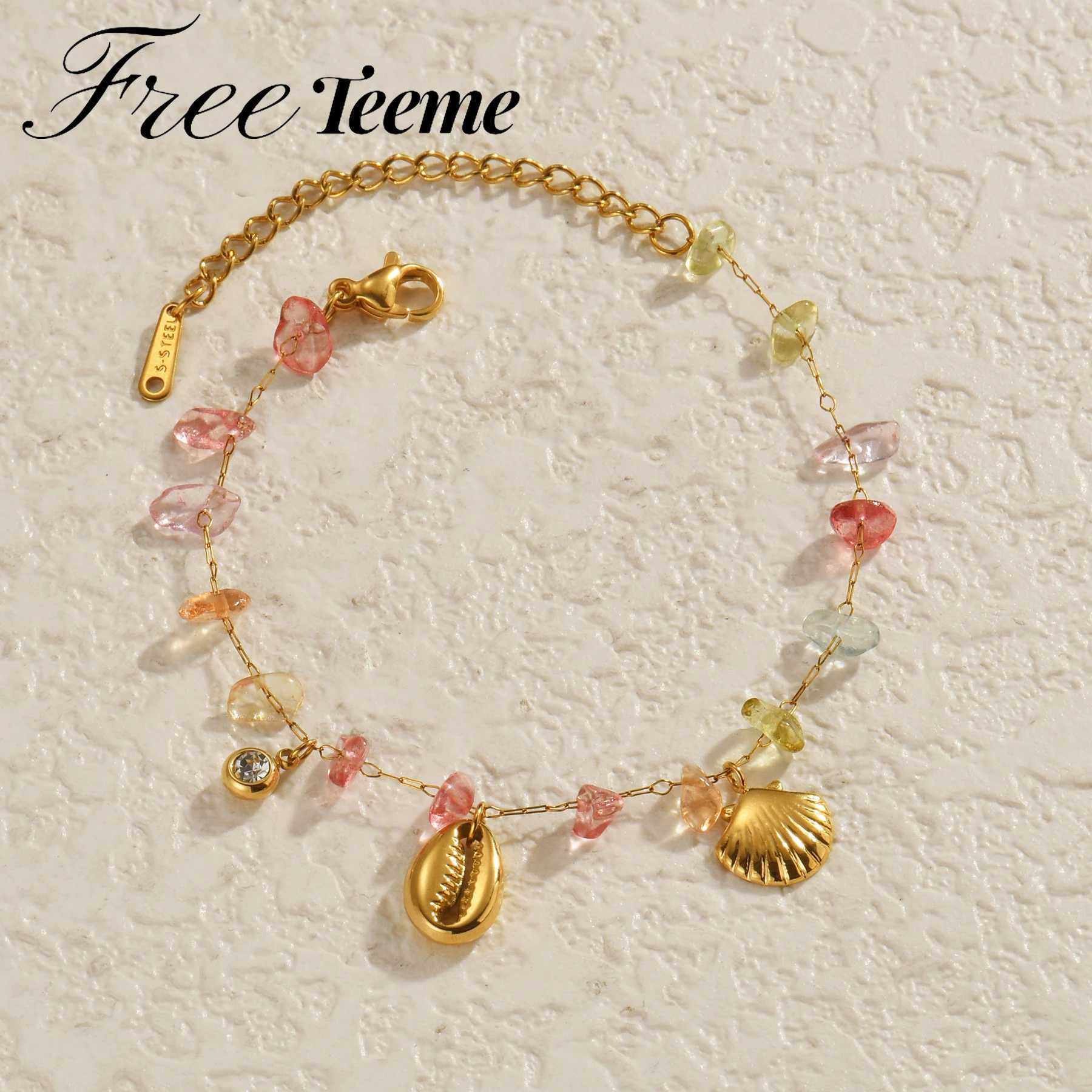 18K Altn Kaplama Renkli Ced Tal Kabuklu Rhinestone Wen Bileklik ok Ynl Paslanmaz elik Zincir Plaj Tak X250625