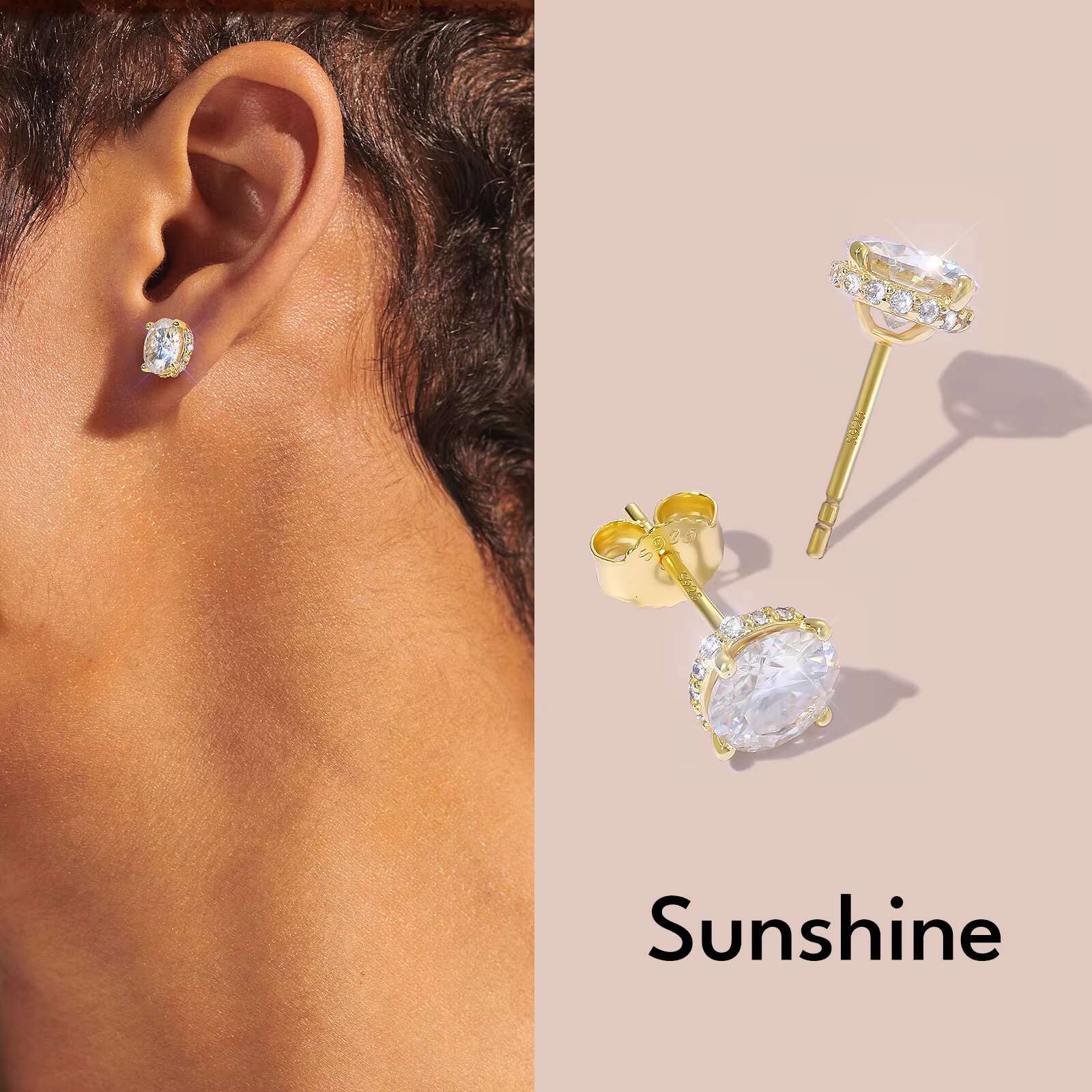 Mothers Day Gift Moissanite Studs 925 Sterling Silver 14K Gold Plated Women 2 Carat VVS GRA Lab Diamond Hypoallergenic Earring