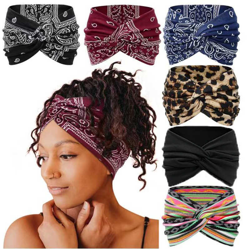 Bohemian cashew elastic cotton sports hair band women's wide brimmed headband Headband Headdress 250615
