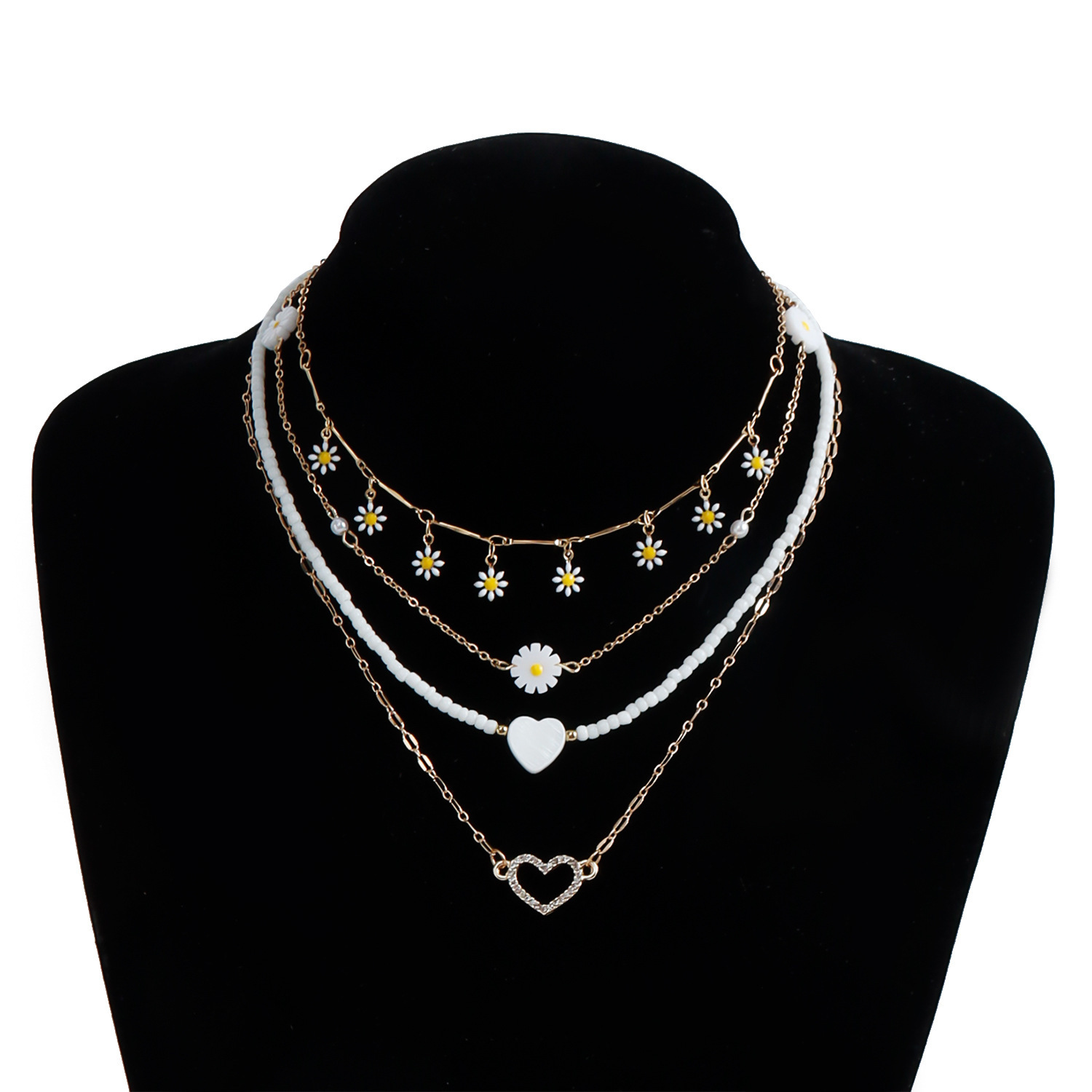 Accessories Elegant Fashion Small Fragrance Multi-layer Heart Necklace Trendy Sexy Layered Collarbone Chain for Women Jewelry for Women