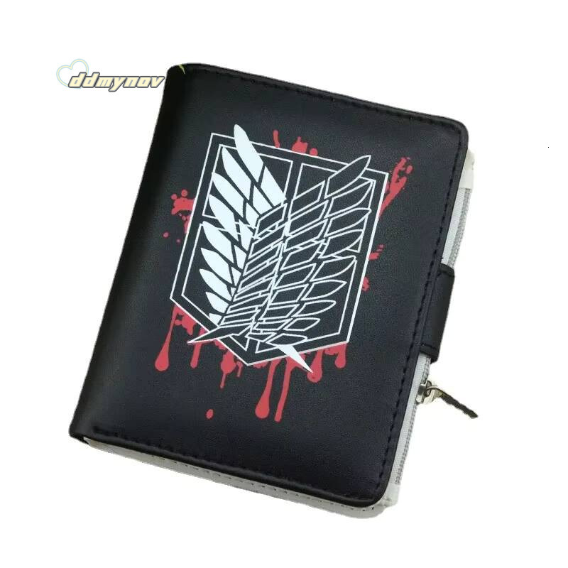 Anime AOT Short Wallet Bifold PU Leather Purse with Coin Pocket for Gift ddmynov