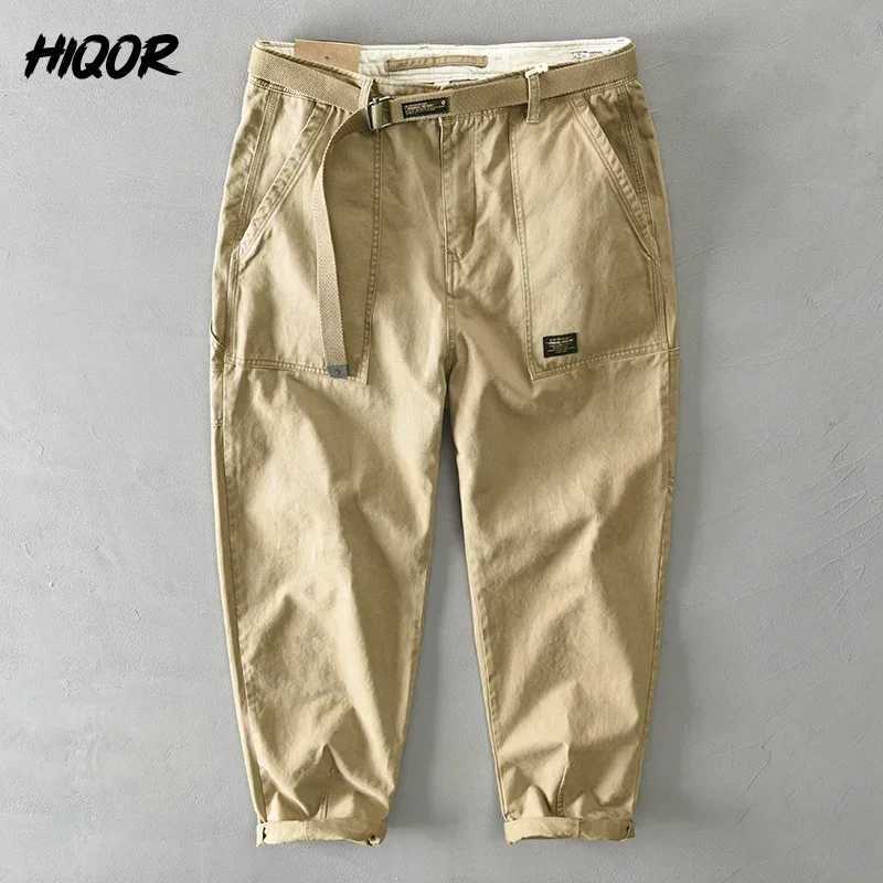 HIQOR Brand Mens 100% Cotton Casual Pants 2025 Loose Trousers For Men Baggy Work Pants Plus Size 38 Cargo Pants Y2k Pants Man X250625