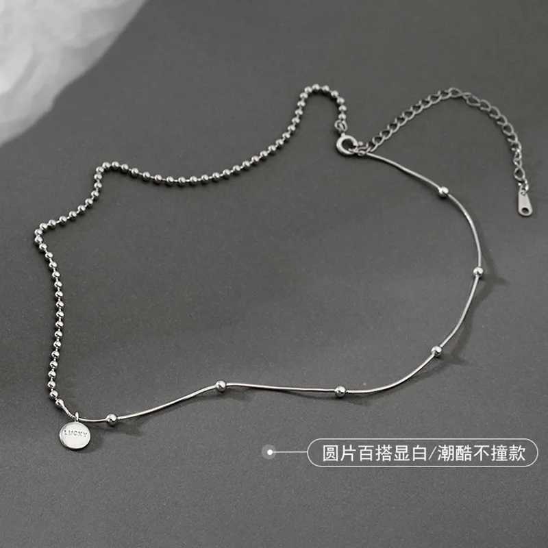CIAXY Silver Color Lucky Beanie Letter Necklace for Women Ins Asymmetry Short Clavicle Chain Choker Temperament Jewelry Gift V250625