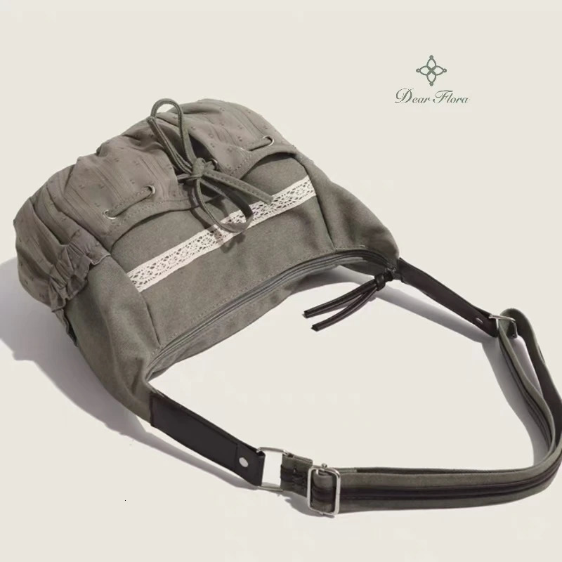 Cute Sweet Girl Bow Canvas Crossbody Bag Women Vintage Casual Shoulder Bags Ladies Retro Messenger Bag Showy Handbag Chic Purses 250624