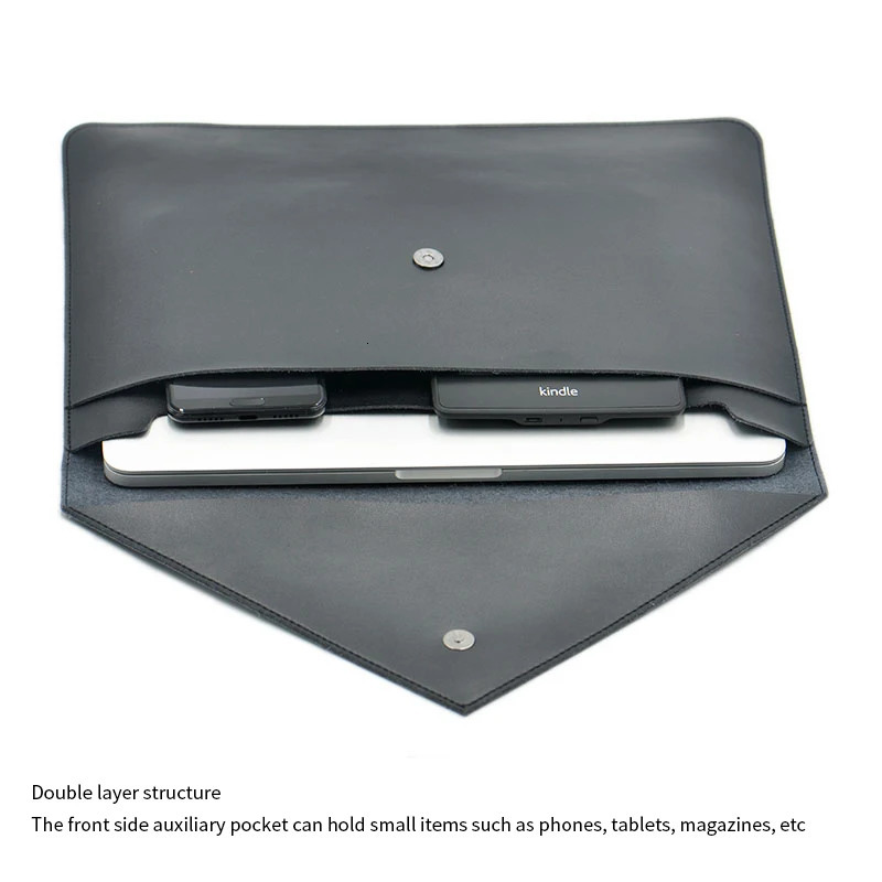 14 Inch Laptop Bag Case PU Leather Sleeve For M1 M2 Pro 14 Dual Pocket Envelope Style Dell HP Pouch 250624