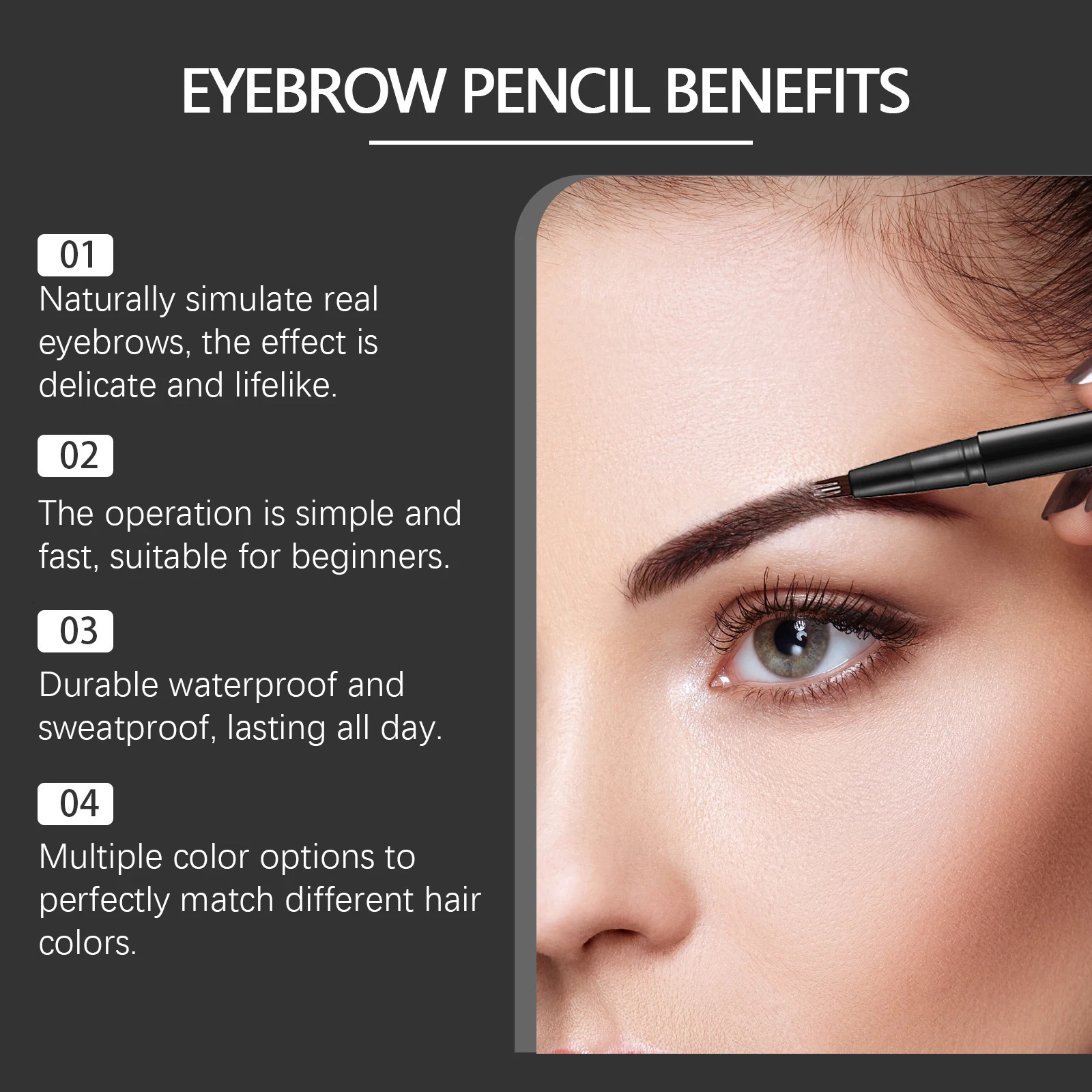 4 Forks Waterproof Eyebrow Pencil Long Lasting Natural Black Dark Brown Women Eyes Cosmetics Liquid Eye Brows Pen Beauty Makeup 250625
