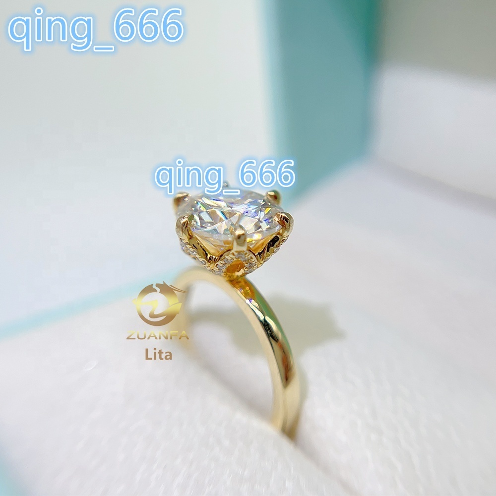 Top Quality Best Price Round Shape 3ct Engagement Wedding Gold Plated 925 Sterling Silver Moissanite Rings