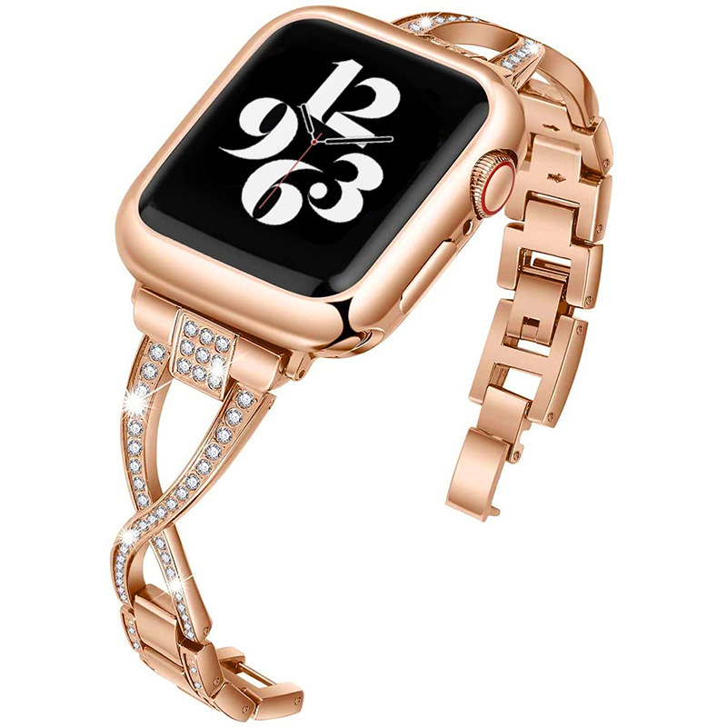 Luxury High End Diamond Inlaid Metal Watch Straps for iWatch 9-1 Apple iWatch