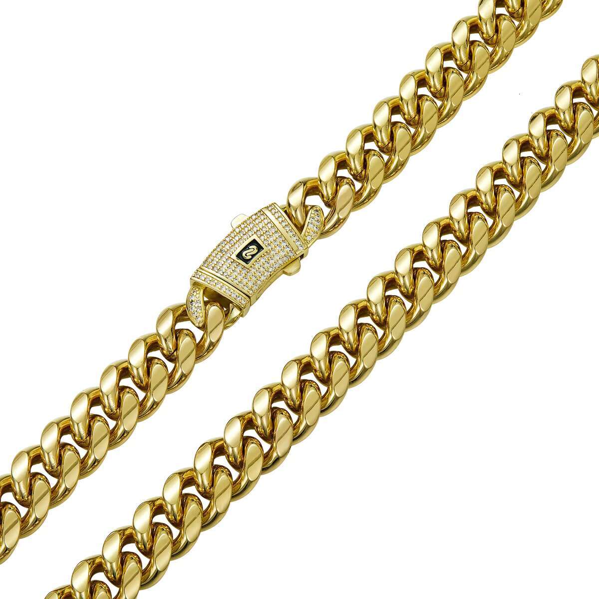 Hot Design Stainless Steel 14K Gold Plated Zircon Monaco Chain 6/8/10/12/14/16mm Miami Cuban Link Chain for Women Men