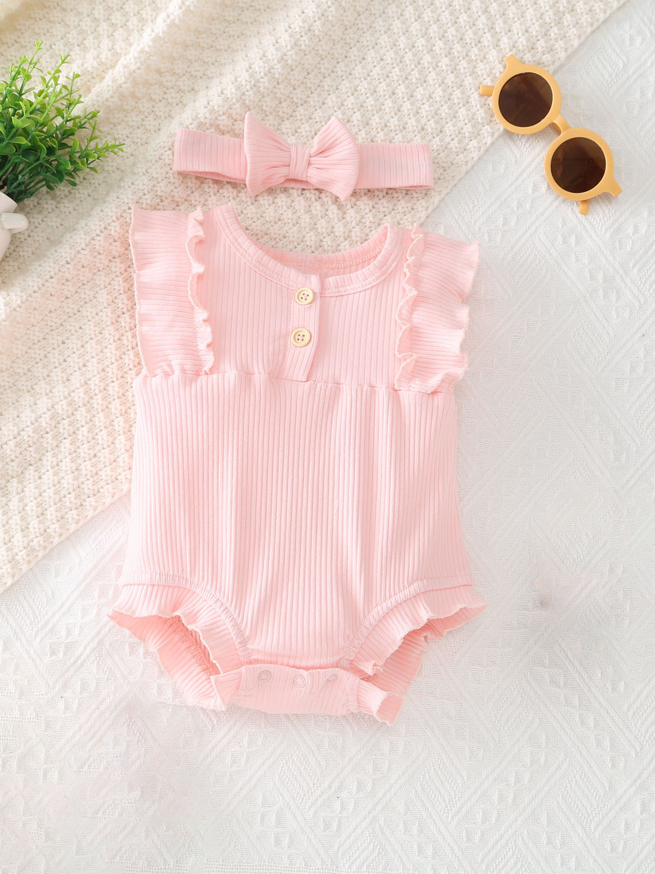 Newborn Baby Onesie Ruffled Modal Jumpsuit Short-sleeved Onesie Children's Summer Clothes Clothes