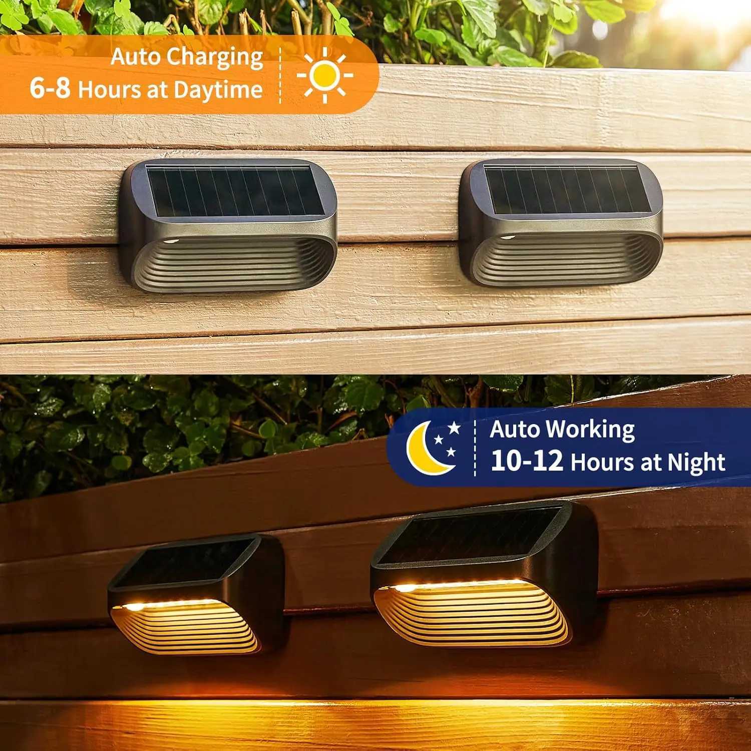 6/12 Pack Solar Fence Lights Outdoor Fence Lights Solar Powered with 3 Modes Auto On/Off Outdoor Solar Step LightsXJ250624