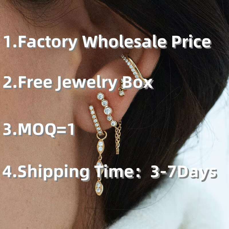 Wholesale Factory Price Custom GRA Certified Vvs Moissanite Diamond 10k 14k 18k Solid 750 575 Gold Stud Earrings for Women