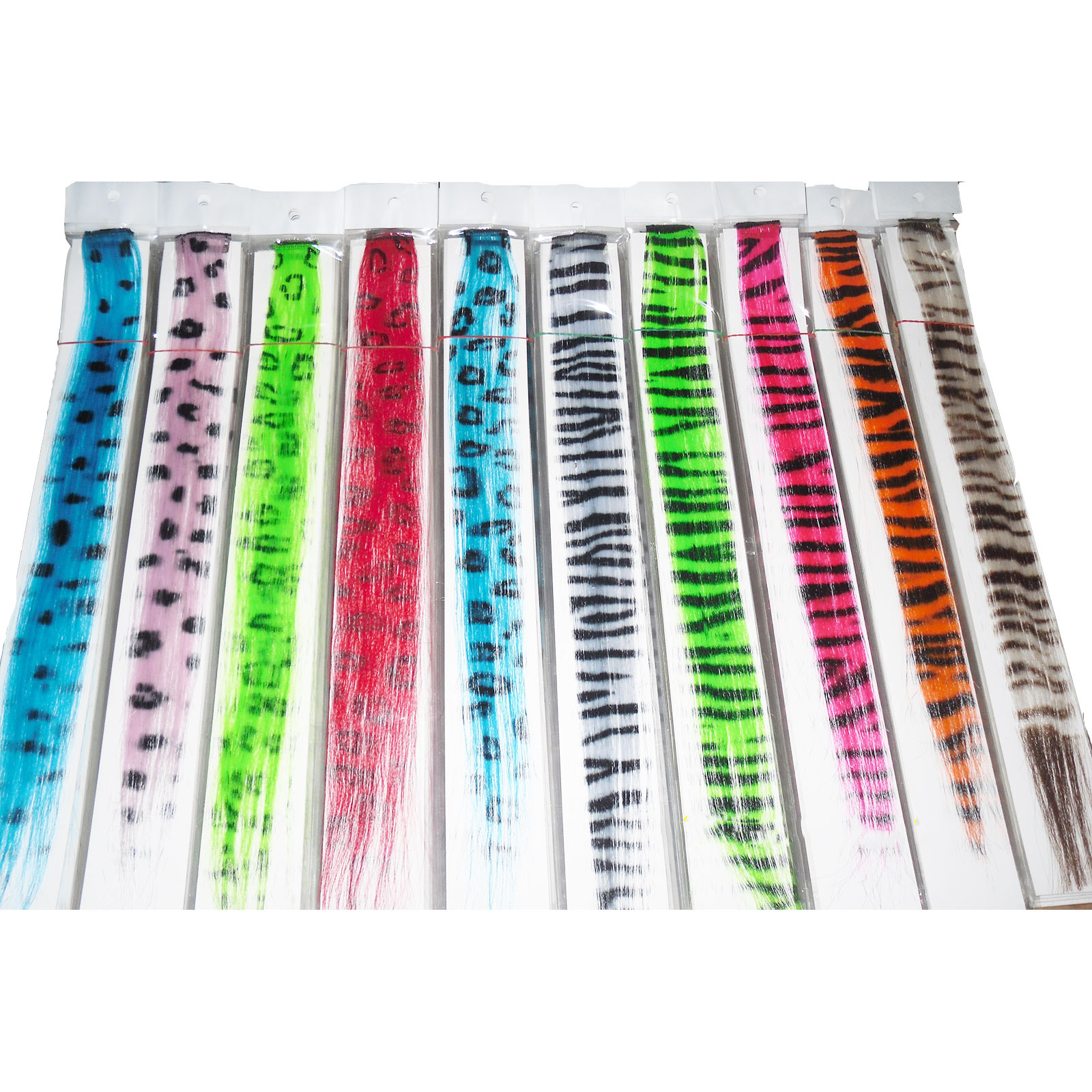 LeeWin Straight Printed Color Clip in Hair Extension,Zebra Print,12pcs/Set Clip on Hair for Kids,Kids Hair Extensions Suit for Woman Girls