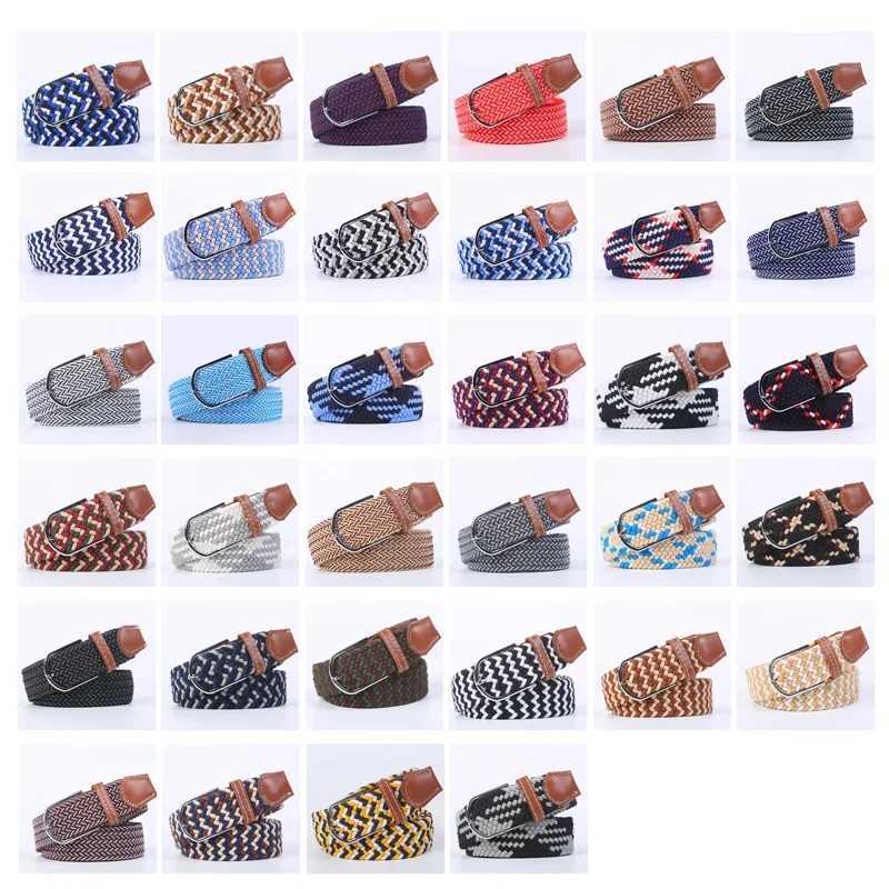 107/120/130cm Unisex Elastic Fabric Woven Casual Belt Pin Buckle Expandable Braided Stretch Canvas Leisure Belts for Men Women W250625
