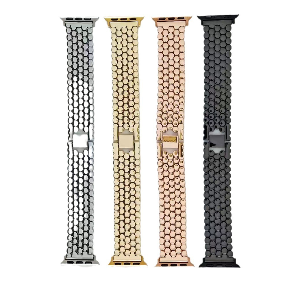 Fashionable Star-light Colored Fish scale Pattern and Honeycomb Metal Watch Strap Compatible with Huawei Samsung Watches and Apple iWatch