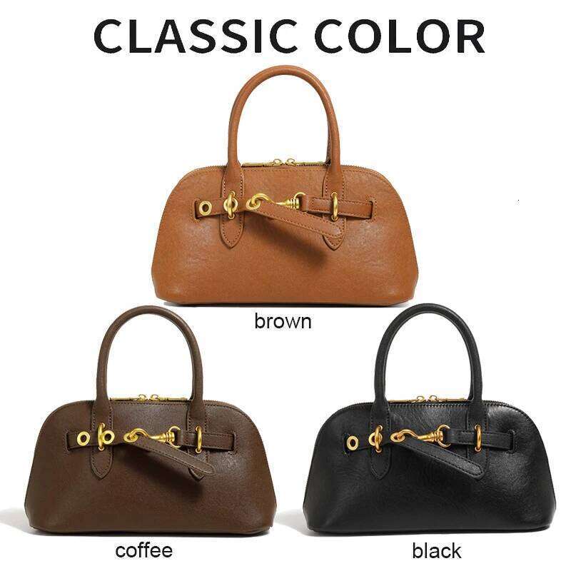 Luxurious Design Bags 2025 New Women's Retro High-end Genuine Leather Shell Bag European American Fashion Vegetable Ladies Commuting Crossbody Ha