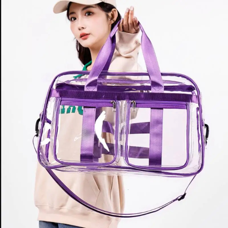 PVC Transparent Travel Duffle Bag Sports Portable Shoulder Crossbody Bags Outdoor Hikking Swimming Clear Shopping Tote Handbag 250624
