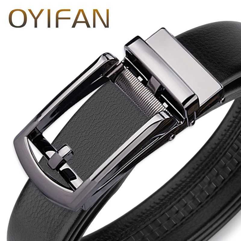 OYIFAN Belt for Men Automatic Genuine Leather Belt Men Leather Ratchet Adjustable Real Ratchet Leather Dress Designer W250625