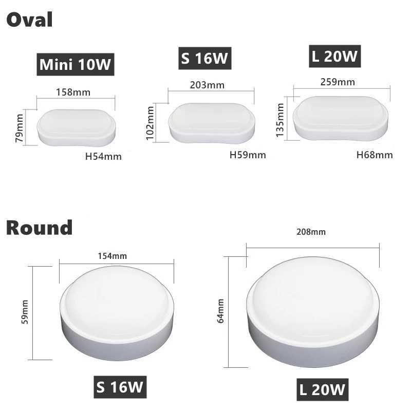 16W 20W Outdoor LED Wall Lamp Garden Porch Surface Mounted Oval Sconce Lighting Bathroom Moistureproof Ceiling Light 110V 220V XJ250624