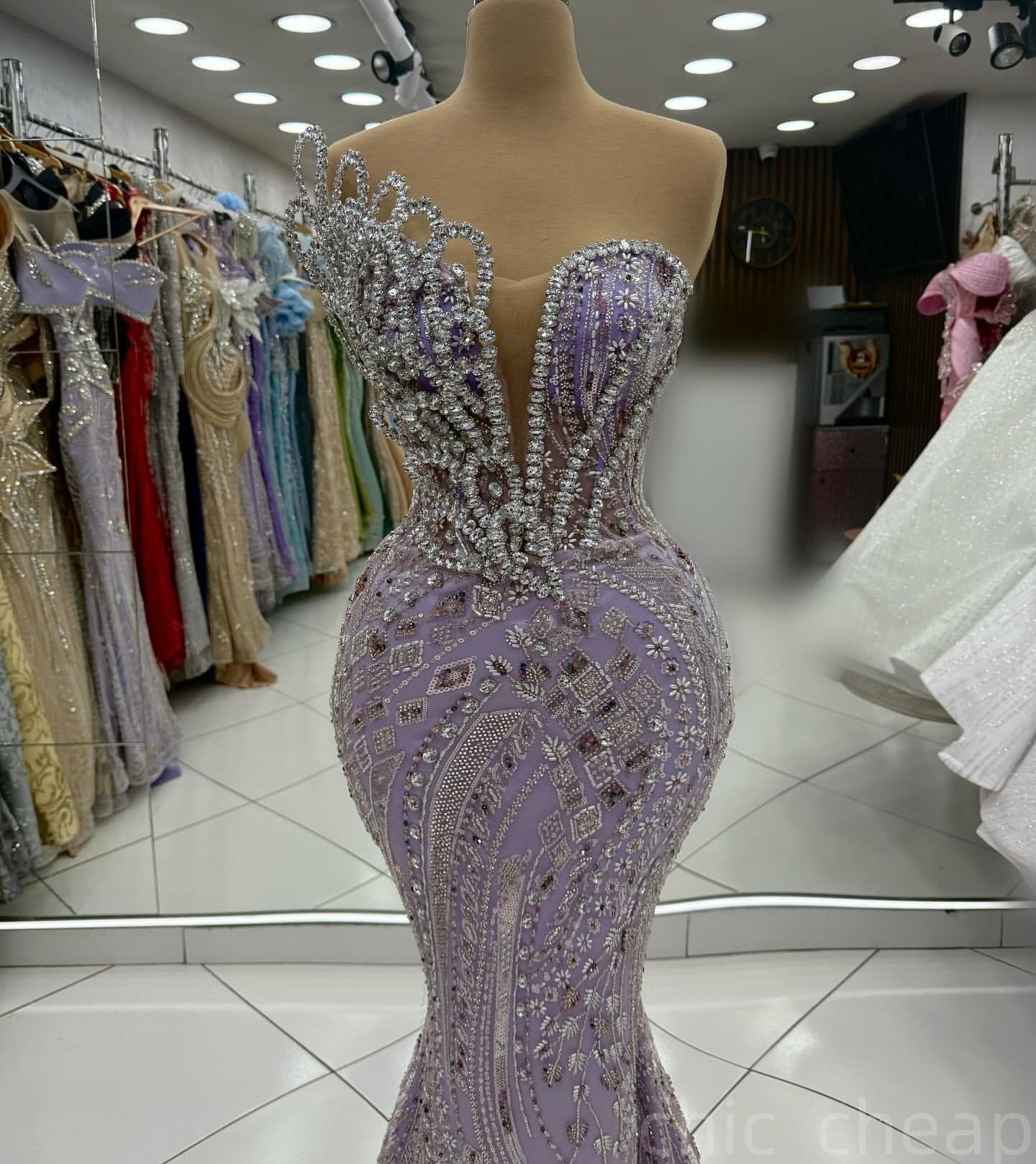Lilac Mermaid Prom Dresses 2025 Crystals Sequined Lace Sparkly Evening Formal Party Second Birthday Engagement Gowns Plus Size Dress For Special Occas