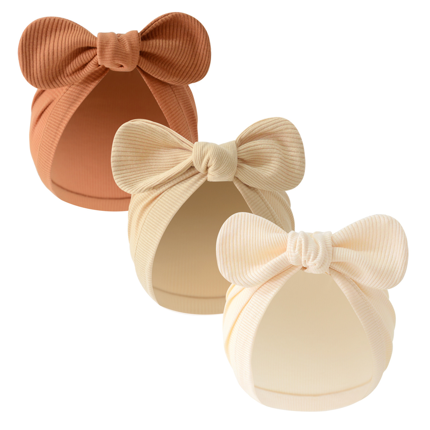 Multi-colored in Bulk, Soft and Warm Plain Weave Baby Bowknot Hat with Customized Logo, Children's Knitted Winter Hat