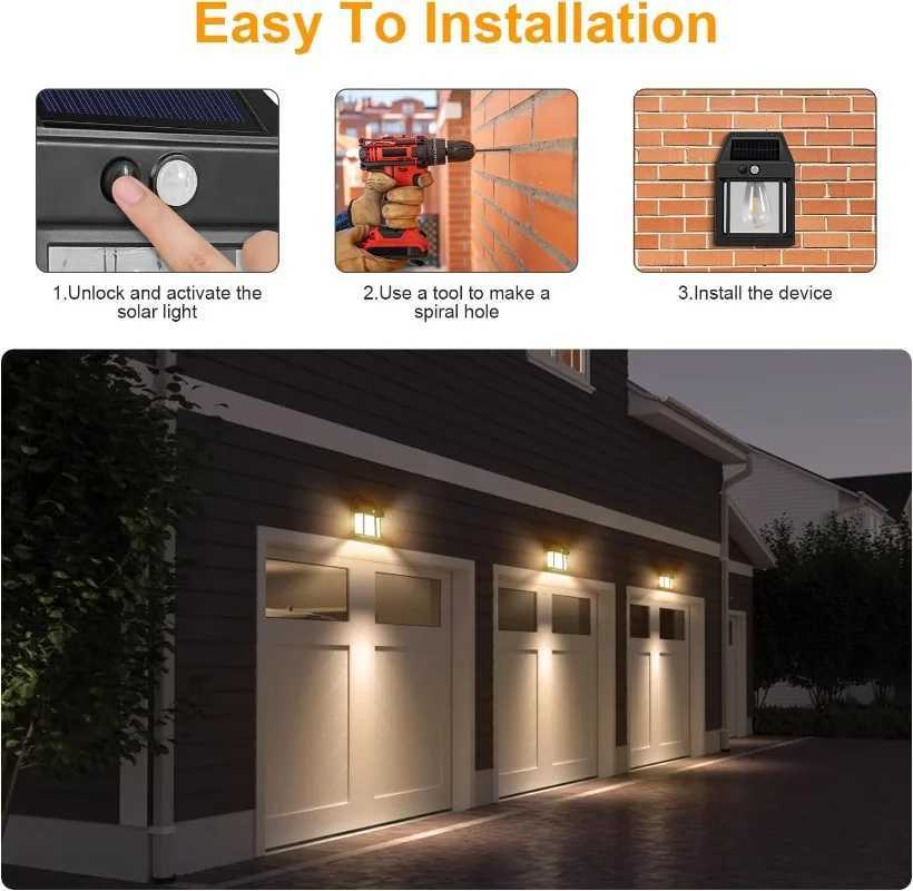 1/2/4PCS Solar Outdoor Lights with 3 Lighting Modes From Dusk To Dawn Suitable for Garden Courtyard Terrace Fence XJ250624