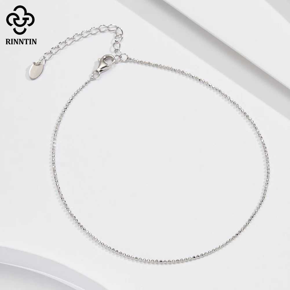 Rinntin Genuine 925 Sterling Silver Ball Faceted Bead Chain Anklets Fashion Women Summer Foot Bracelet Ankle Straps Jewelry SA80 U250624