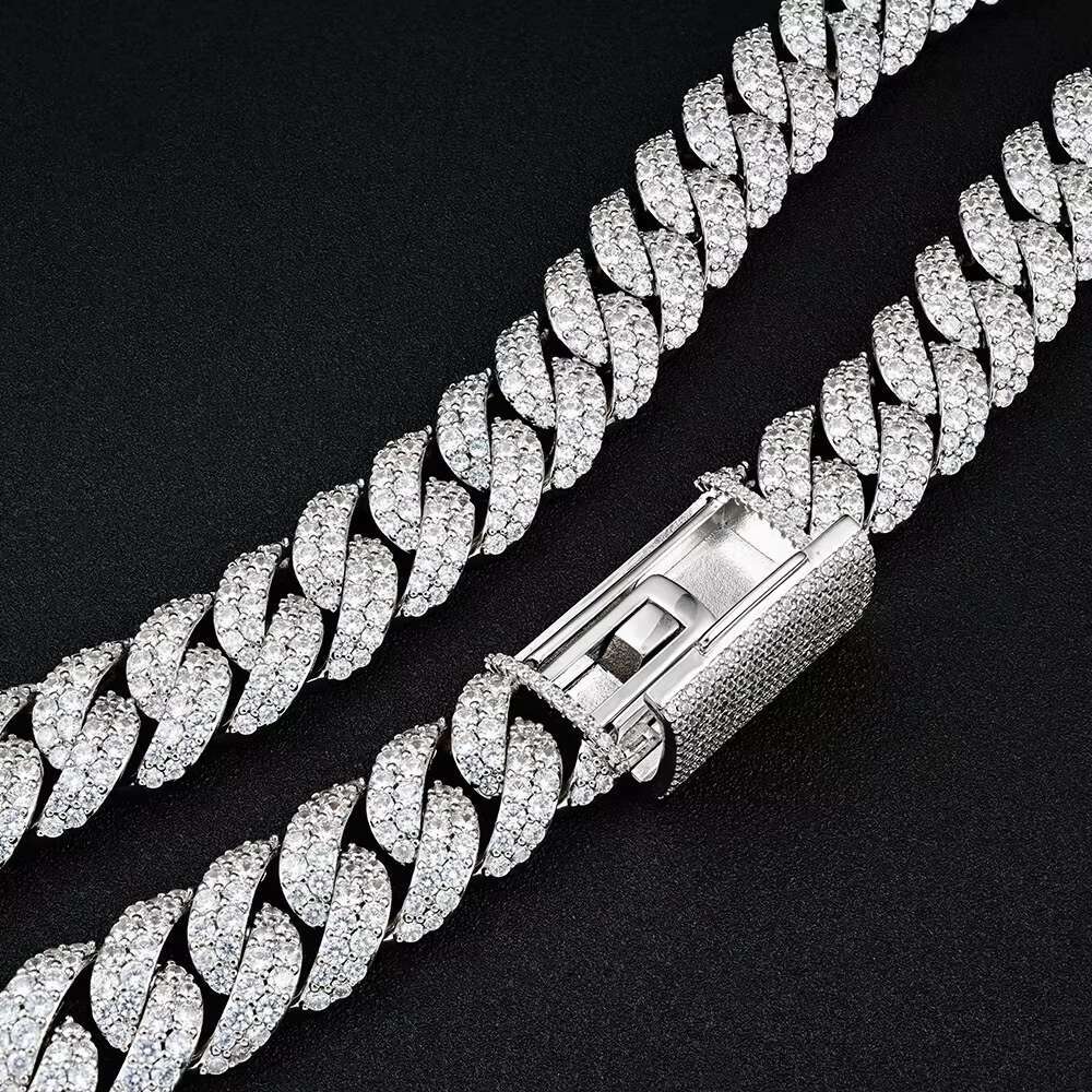 Pass Diamond Tester Moissanite Hip Hop Cuban Chains Jewelry 16mm 925 Sterling Silver VVS Moissanite Miami Cuban Link Chain