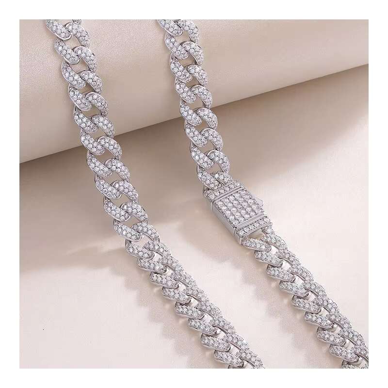 Free Design S925 Silver Cuban Necklace for Men and Women Island Crushed Ice Clavicle Chain Moissanite Pendant