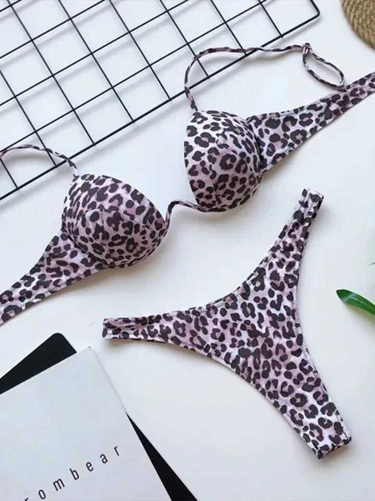 VZVN Sexy Leopard Bikini 2 Piece Set Women Split Swimsuit Backless Beach Vacation Bikinis 2025 New Summer Swimwear Bikini Set XJ250624