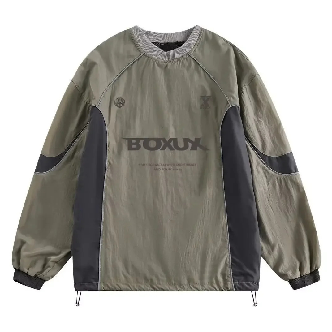 American Functional Color Block Nylon Crumpled Hoodie Sweatshirt Outdoor Loose Casual Unisex Trendy Mountain Series Top 250618