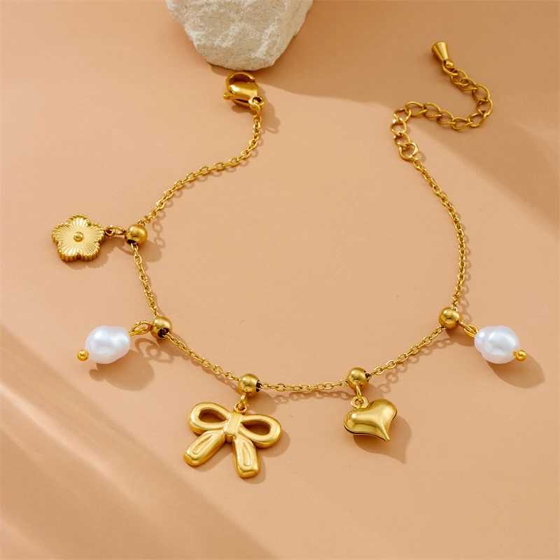 DIEYURO 316L Stainless Steel Knot Flower Pearl Bracelet For Women New Trend Fashion Hand Chain Jewelry Gift X250625