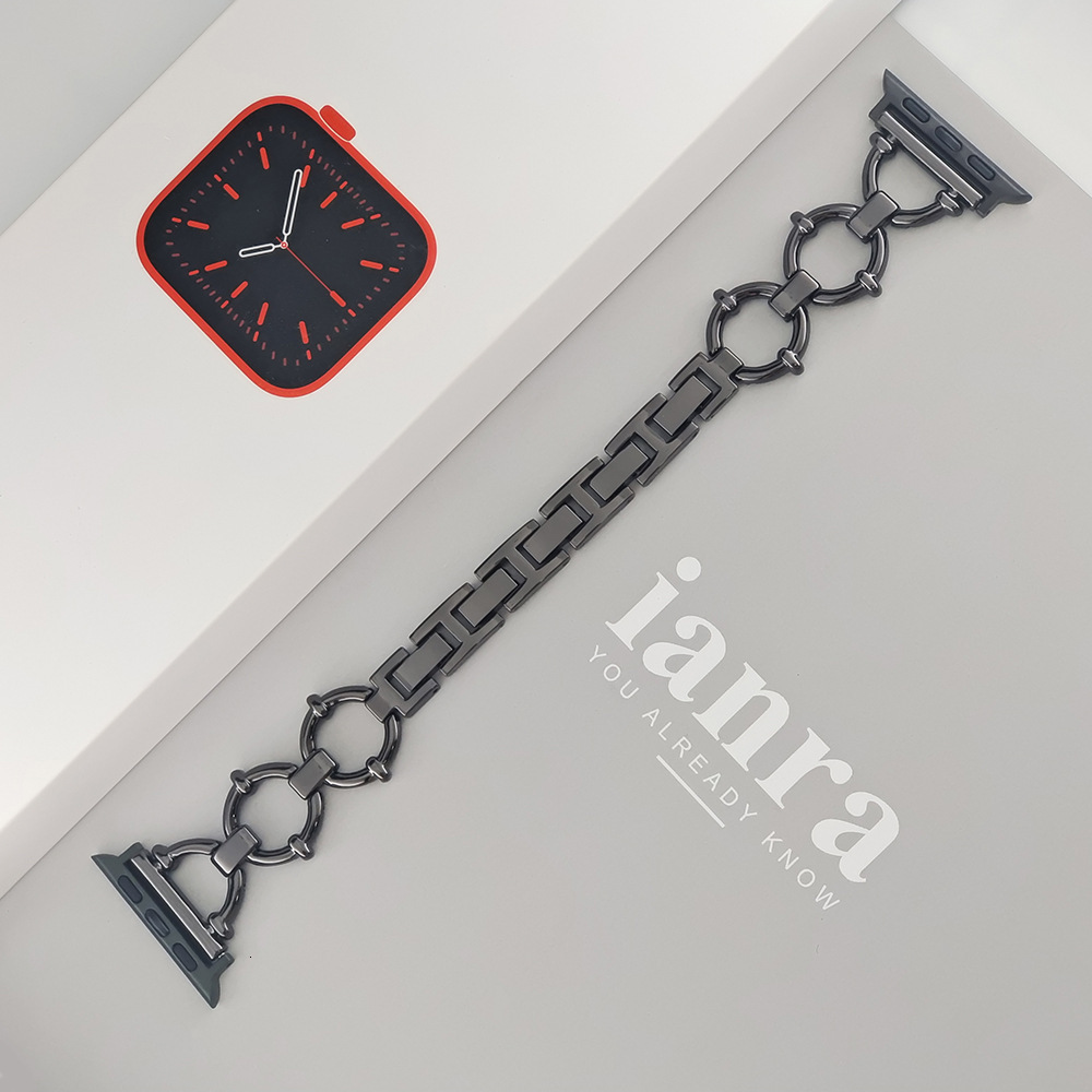 Luxury High End O Shaped Metal Chain Watch Straps for iWatch 8-1 SE Series