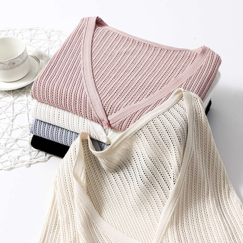 Ice Silk Hollow Cardigan for Women, Thin Knitted Outerwear, Korean Style Sun Protection Shirt, Summer New Shawl