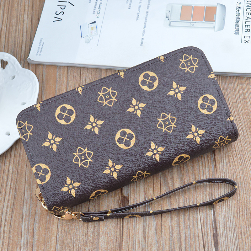 Free Shipping 2025 New Designer Bag New Women's Wallet Long Double Zipper Clutch Fashion Printed Large Capacity Double Layer Wallet Coin Purse Ph