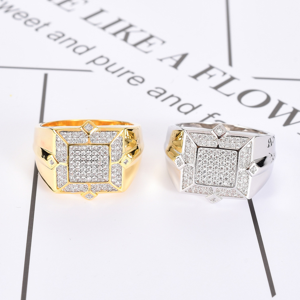 Luxury Moissanite Jewelry Hip Hop Couple Ring Diamond Studded Individual Creative High Quality Ring Passes the diamond tester