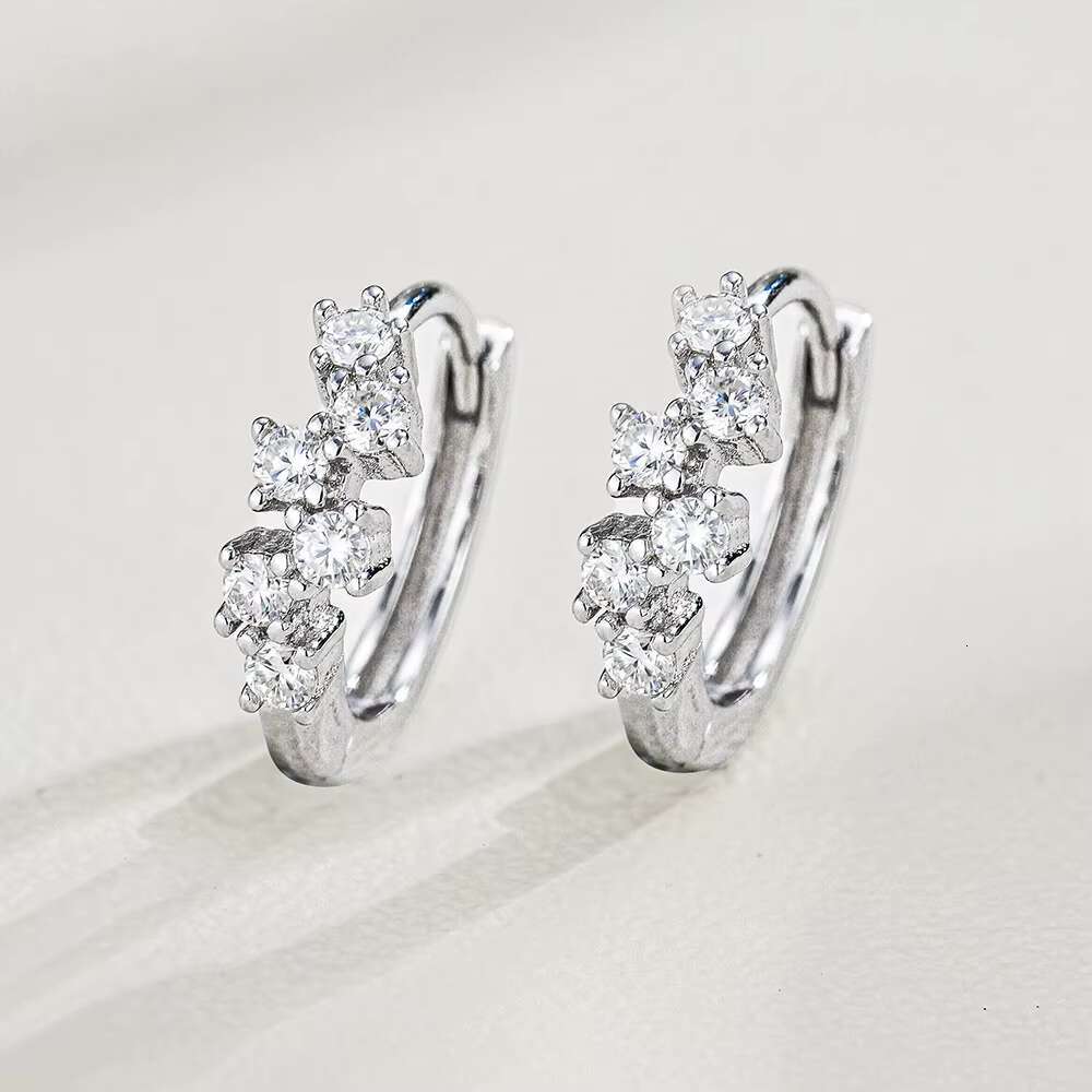 High Quality Elegant Wedding Hoop Jewelry Diamond Moissanite Earrings Solid 925 Sterling Silver for Women Luxury Gift