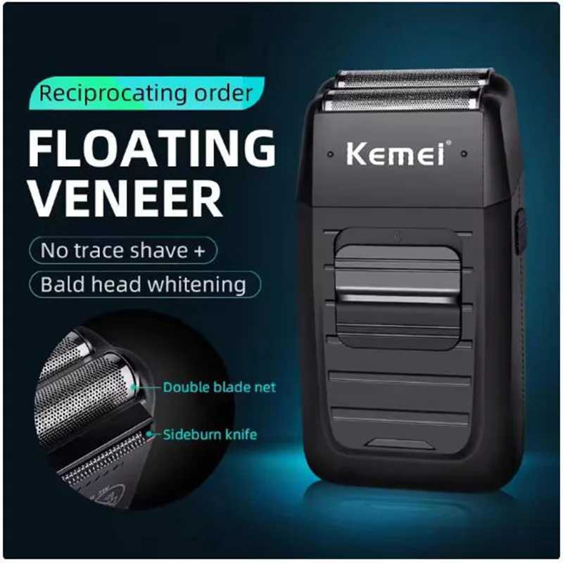 Kemei KM-1102 Hot Selling Electric Shaver for Men Foil Reciprocating Razor Double Blade Head Dry or Wet Shaving Hair/Beard Trimmer W250625