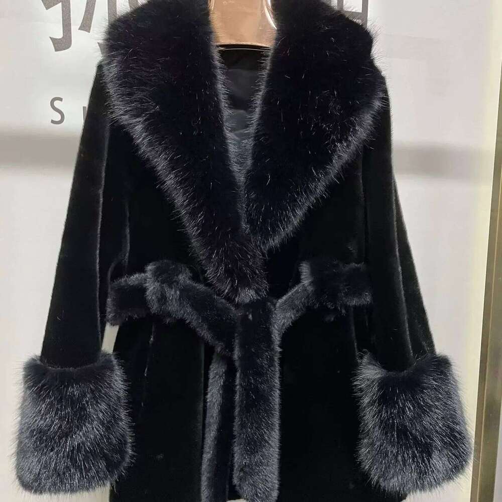 Coats Faux Fox Fur Women Long Turn Down Collar Maxi Warm Jackets Thick Elegant Coat Belt Outerwear Autumn Winter