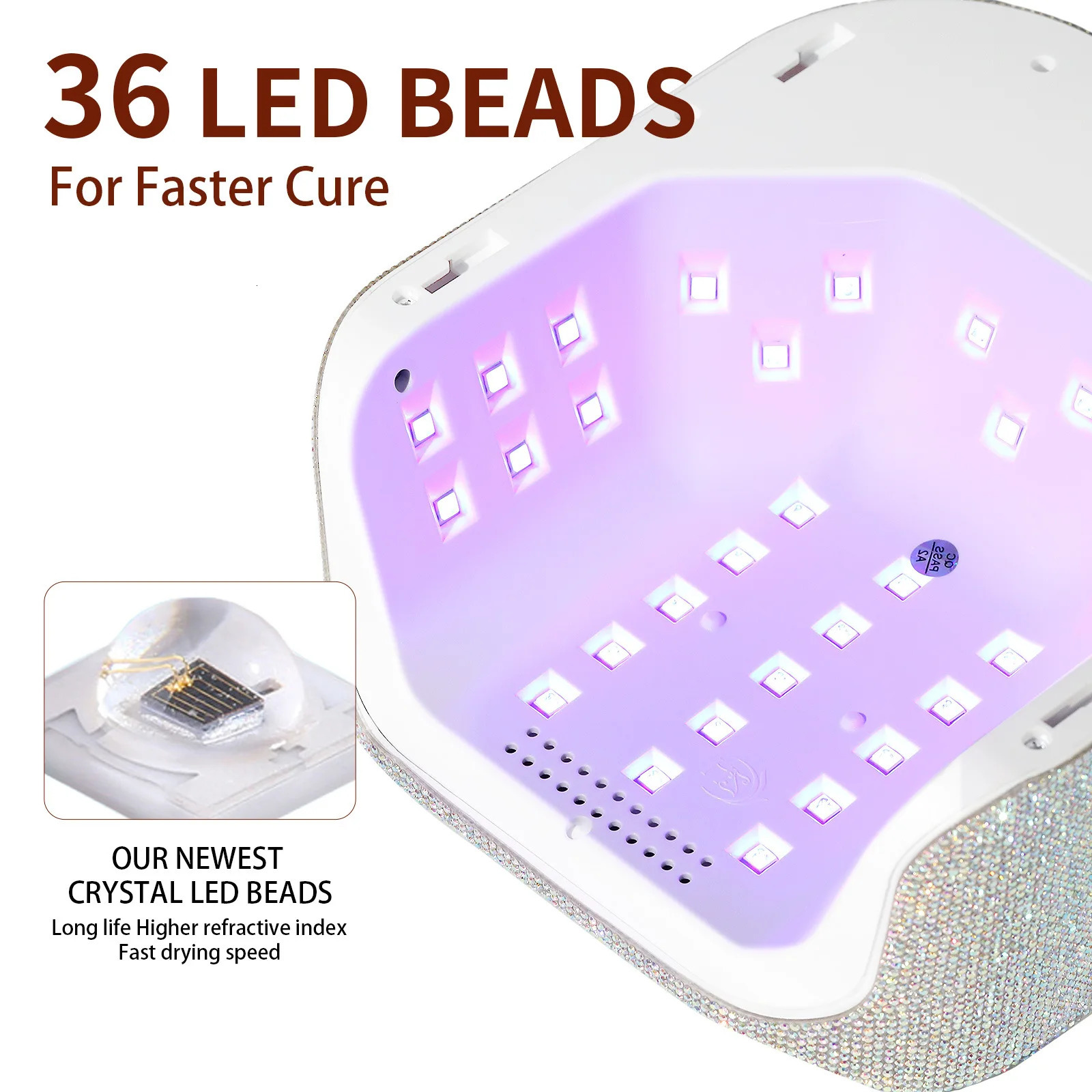 36Leds Diamond Inlaid Nails Dryer Professional UV LED Nail Art Lamp High Power Quick Drying LCD Touch Light Curing All Gel 250625