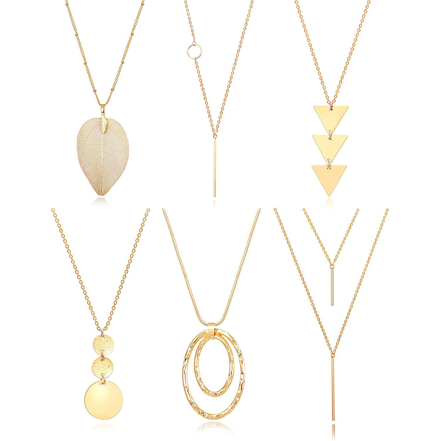 Jewelry 8-Piece Color-Retaining Tassel Geometric Necklace Set Fashion Exaggerated Round Ring Women's Sweater Chain Jewelry for Women