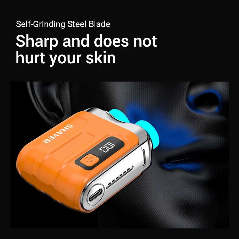 R-18 Electric Smart Shaver Home Digital Display Mini Dual Blade Travel Beard Trimmer Rechargeable Powerful Shaver Mens Gifts W250625