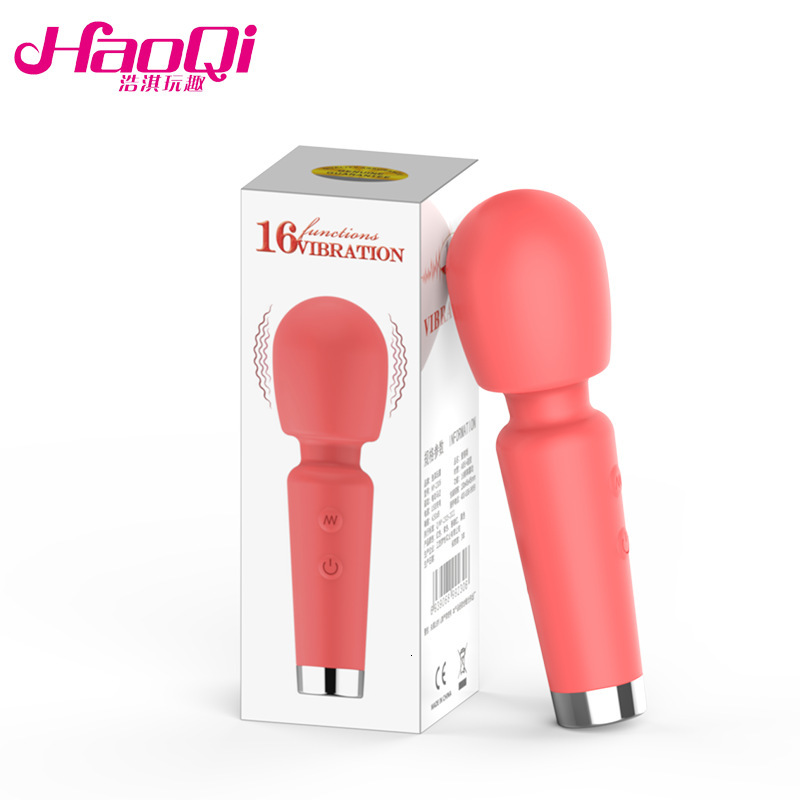 Haoqi Fun Adult Products Mini Compact AV Stick Rechargeable 16-Speed Vibration Female Massager