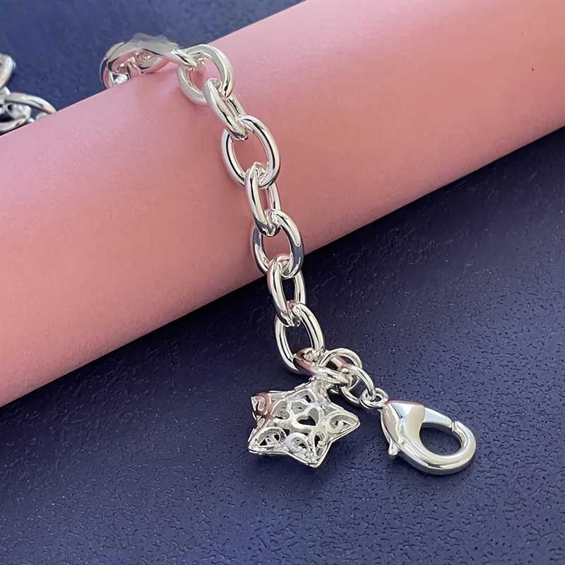 cute 925 sterling Silver Buckle Star chain Bracelet for wen lady men Suitable for lover wan men Fashion Jewelry Party Gifts X250625