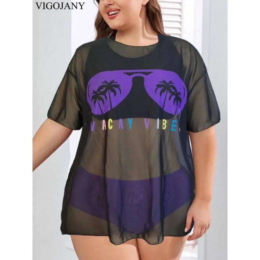 VigoJany 2025 Solid 3 Piece Short Sleeve Smock Plus Size Push Up Bikini Women High Waist Big Swimsuit Beach Chubby Bathing Suit